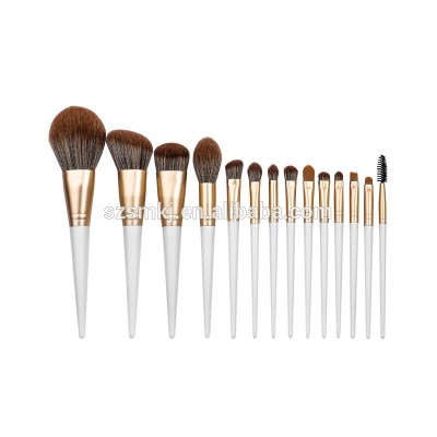 14pcs Pearl White Gold Makeup Brushes Tool Natural Brush Set Kit Professional Powder High Quality Highlighter Lip Eyeshadow